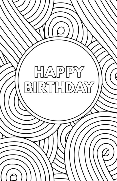 happy birthday card  swirls  black  white