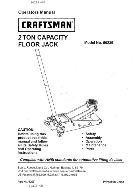 craftsman   user manual  ton floor jack manuals  guides