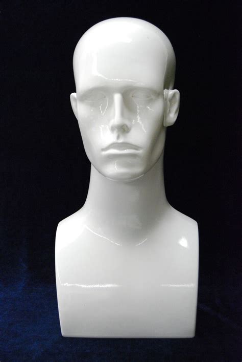 male mannequin head glossy white