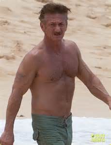 sean penn goes shirtless for honolulu beach day with girlfriend leila
