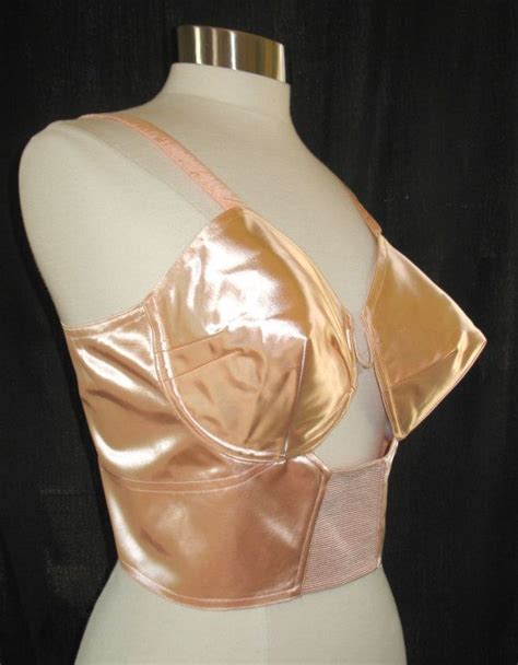 vintage 1950 s peach satin bullet bra 42 bust and band size 35 underw…