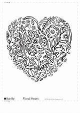 Coloring Heart Sheet Pdf Floral sketch template