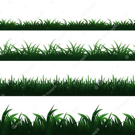 vector green seamless grass borders set