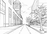 Vanishing Sketch Cityscape Horizon sketch template