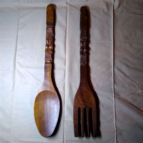 large wooden fork and spoon wall decor dan vaughan