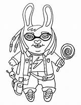 Girl Nerd Body Drawing Glasses Cute Rabbit Template Candy Pages sketch template