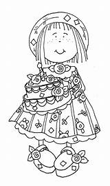 Coloring Birthday Stamps Digi Cake Digital Girls Books Happy sketch template