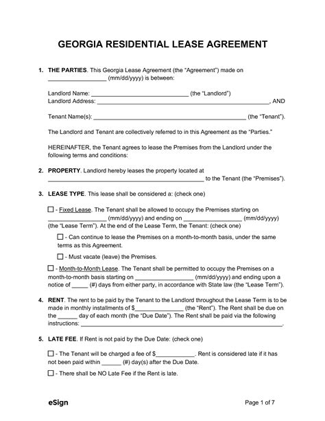 home rental lease agreement georgia printable form templates  letter