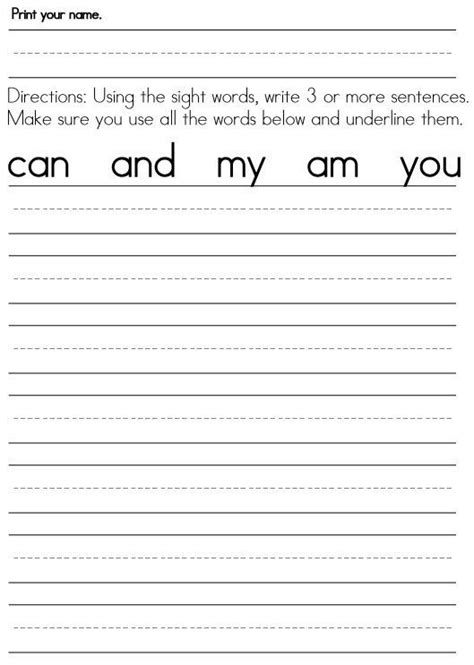 image result  st grade writing lesson writing worksheets sight