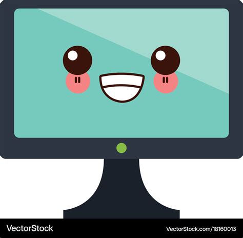 computer screen monitor kawaii cute cartoon vector image