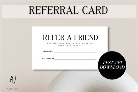 printable referral card template refer  friend simple