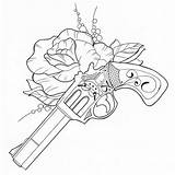 Tattoo Skull Tattoos Gun Drawing Rose Guns Outline Pistol Choose Board Sketch sketch template
