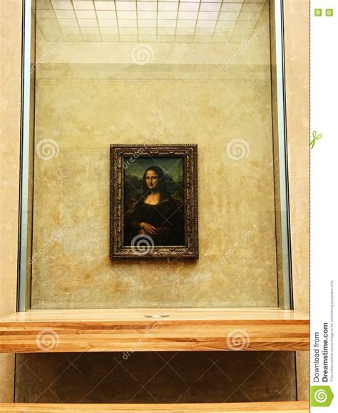 Mona Lisa Behind Bulletproof Glass Fotografia Stock
