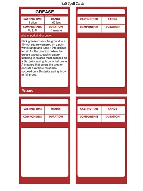 printable dd spell cards printable templates