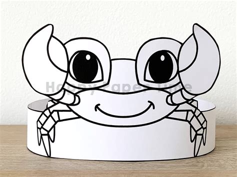 crab paper crown party coloring printable party hat kids craft etsy