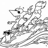 Ferb Coloring Phineas Pequeocio Spoonful Surfs sketch template