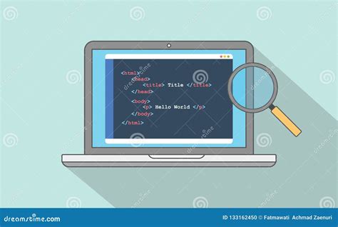 html website structure code program  laptop  text editor program stock illustration