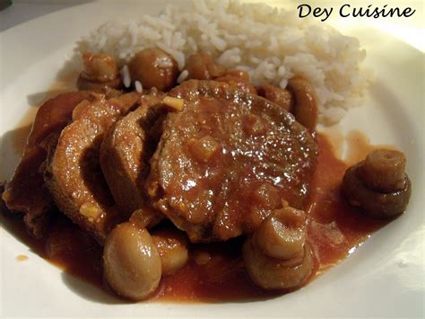 dey cuisine langue de boeuf sauce tomate champignons