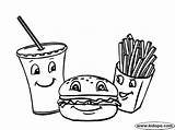 Coloring Burger Pages Fries Hamburger Colouring Drink French Printable Food Popular Drinks sketch template