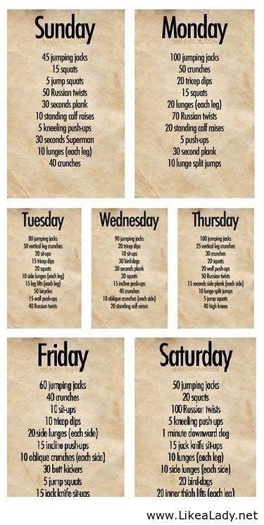 daily workout exercise timetable daily workout daily workout plan wedding workout