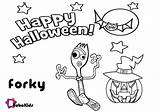 Coloring Forky Pages Halloween Toy Story Printable Happy Comments sketch template