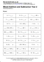 mixed addition  subtraction year  worksheets  printable