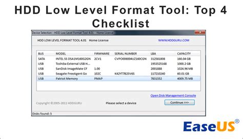 hdd  level format tool top  checklist