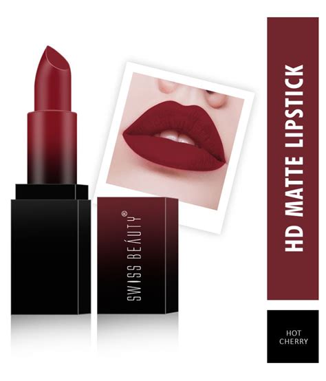 buy swiss beauty hd matte lipstick hot cherry gm    price  india snapdeal