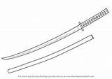 Sword Draw Samurai Drawing Swords Step Katana Drawingtutorials101 Weapons Tutorials Printable Learn Knife sketch template