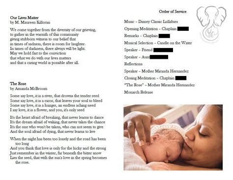sample funeral documents ideas  planning  childs funeral
