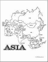 Asia Coloring Map Pages Printable Labeled South Drawing Maps Kids Clip Blank Geography Minor Continent Countries Outline Worksheets Names Country sketch template