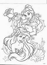 Coloring Pages Disney Princess Belle Ariel Colouring Adult Print Modern Colors Cute Printable Jasmine Mermaid Books Tattoo Kids Designg Info sketch template