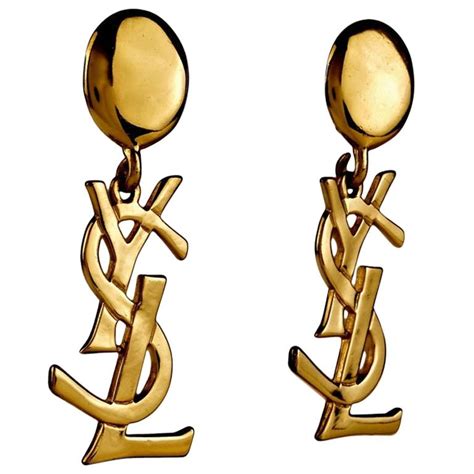 vintage yves saint laurent ysl iconic logo drop earrings sex and the