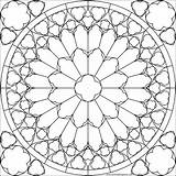 Rose Window Mandala Coloring Pages Flower Color Printable Dame Notre Glass Stained Template Pattern Books Adult sketch template