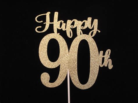90th Birthday Cake Topper Gold Glitter 90 90th Birthday Etsy 90th