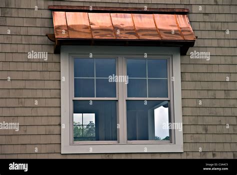 copper window awning   side   building stock photo alamy