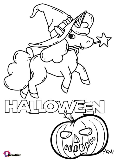 unicorn  pumpkin halloween coloring page collection  cartoon