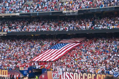 Team Usa Soccer Fan Crowd With American Flags Team Usa