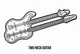 Chitarra Instruments Strumenti Musicali Illustrazione Variopinte Collo Due sketch template
