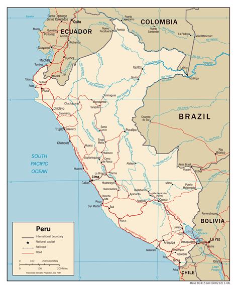 grande detallado mapa politico de peru  carreteras  ciudades  peru america del sur