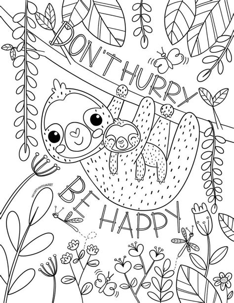 dont hurry  happy sloth printable coloring page stitch coloring