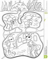 Coloring Ant Anthill Ants Colony Kids Hill Vector Pages Illustration Interior Family Life Template Depositphotos Coloringbay Children Cartoon Stock sketch template