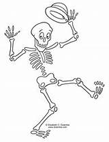 Skeleton Coloring Halloween Dancing Pages Drawings Bones Clipart Drawing Tuesday Template Feel Makes sketch template