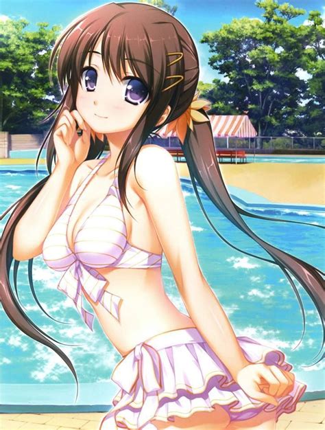 anime art anime bikini pool ruffles moe cute kawaii ~anime~ summer time