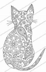 Coloring Colouring Patterned Zentangle Cat Pages Adult Patchwork Choose Board Cats Patterns sketch template