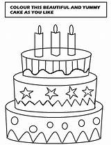 Cake Coloring Kids Pages Birthday Drawing Printable Template Simple Beautiful Color Cakes Coloring4free Print Happy Painting Clipart Drawings Pdf Torta sketch template
