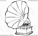 Phonograph Gramophone Illustration Vector Clipart Royalty Drawing Perera Lal Getdrawings sketch template