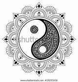 Mandala Vector Henna Tatoo Decorative Yang Yin Shutterstock Stock Symbol Yinyang Mehndi Pattern Coloring Preview Style sketch template