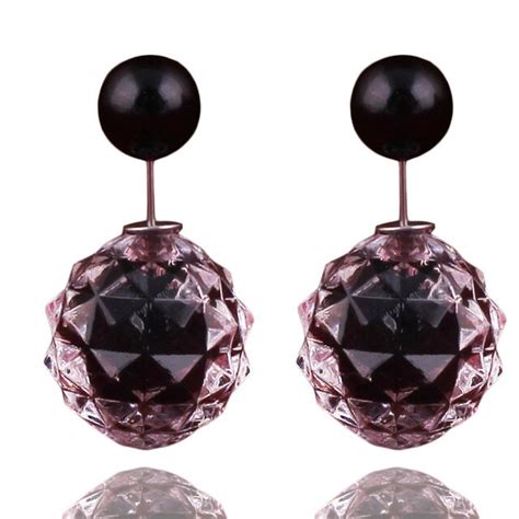 colors  arrival luxurious double ball earrings transparent