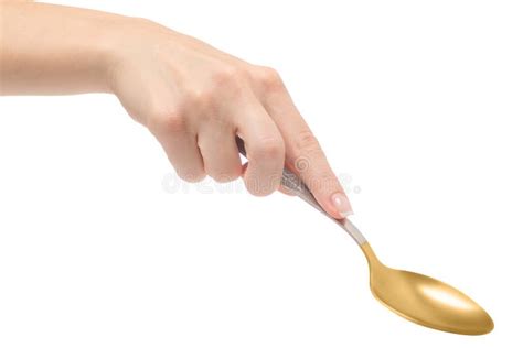 female hand holding  spoon stock photo image  blank hungry